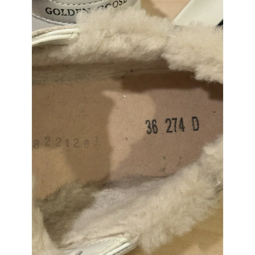 Golden Goose Old School Leather Glitter Star Sneakers Shearling Women's 36 US 6 - Picture 11 of 12